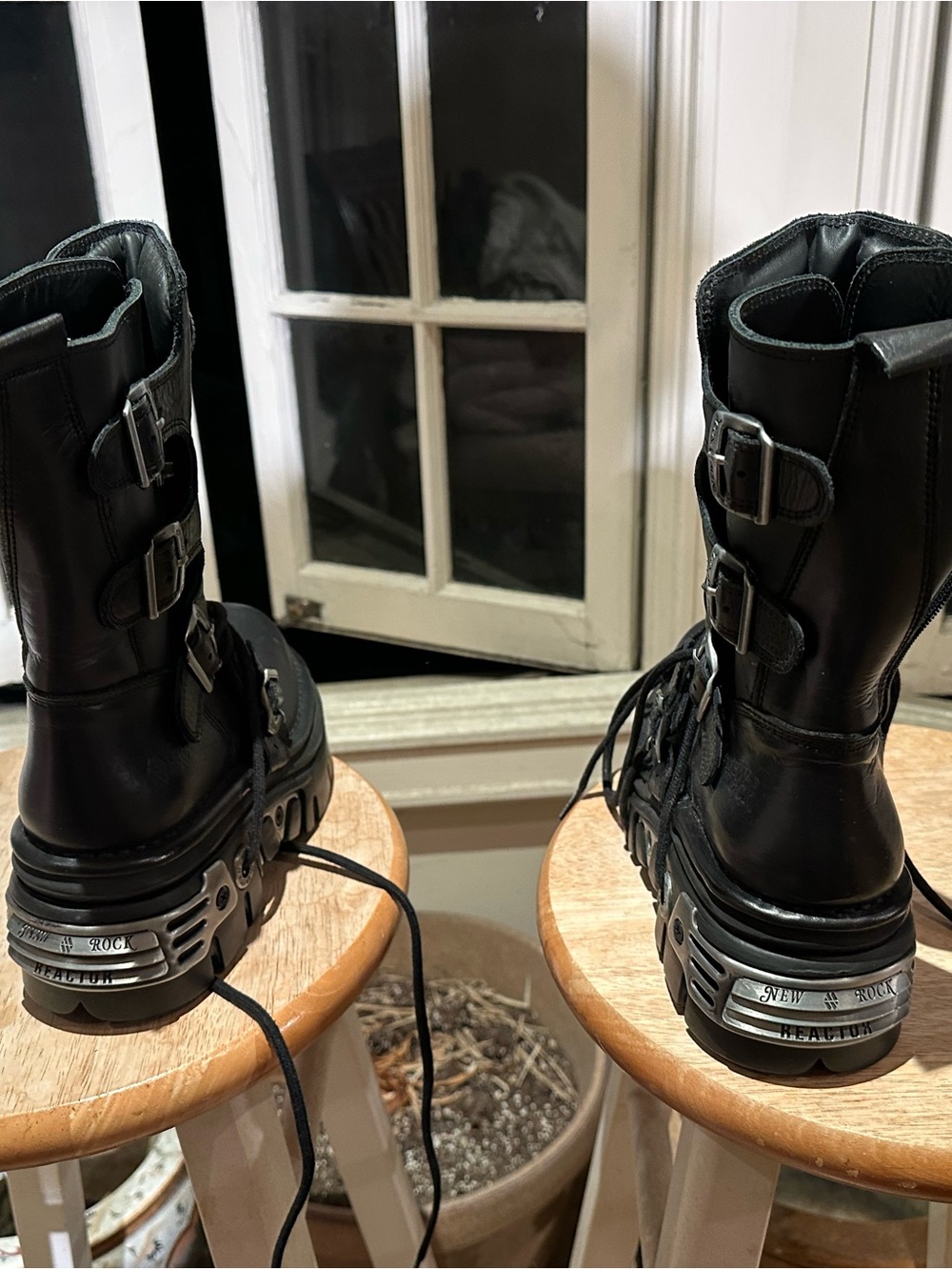 Black Platform Moto Combat Boots with Chunky Lug Sole - Picture 8 of 9